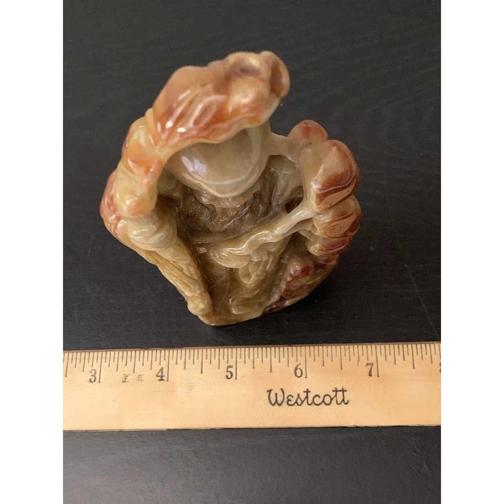 Antique Chinese Natural Jadeite Carved Wise Old Man VTG Jade Exquisite 396.5 Gr - Picture 5 of 12